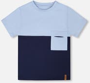 Deux par Deux Organic Cotton Colorblock Jersey Short Sleeve T-Shirt with Chest Pocket