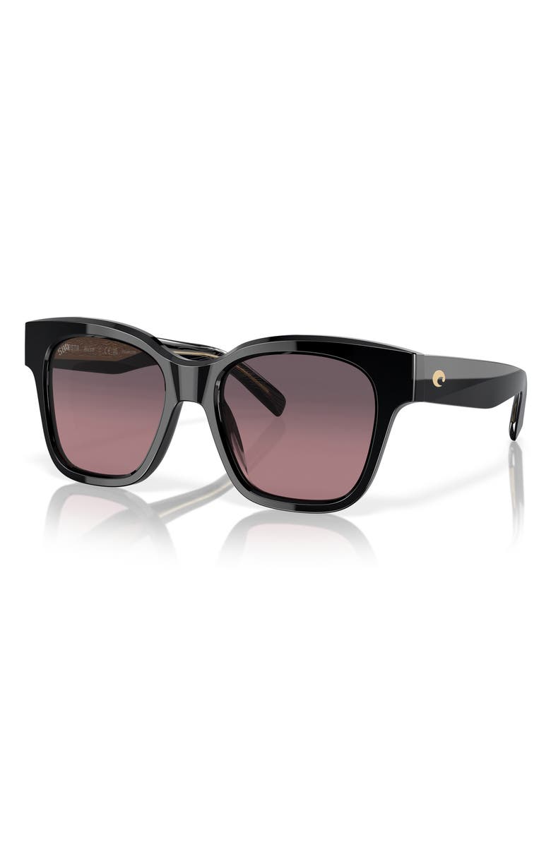 Costa Del Mar 54mm Polarized Square Sunglasses, Alternate, color, Black/ Rose Gradient