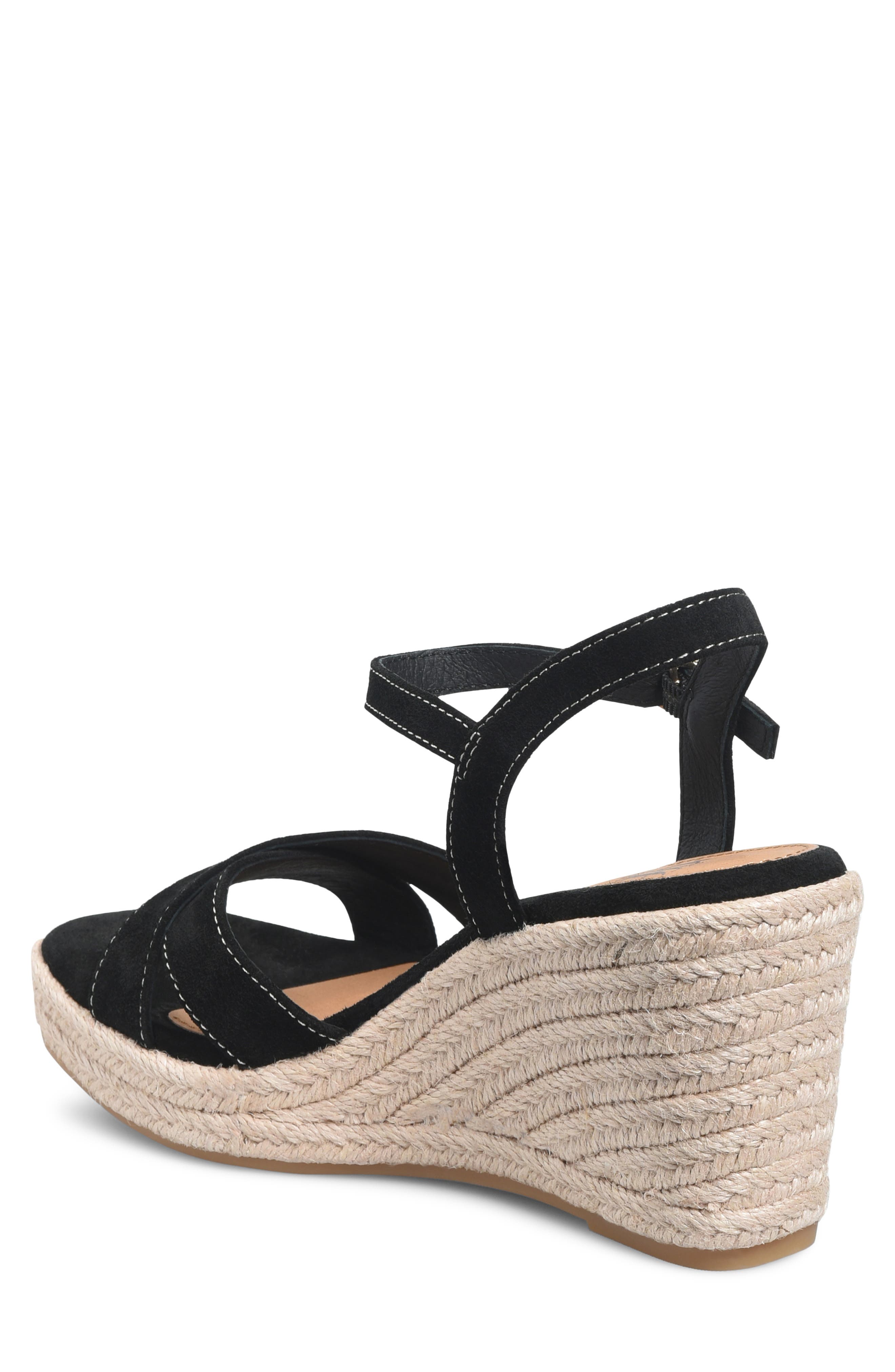 Söfft Neely Ankle Strap Platform Espadrille Sandal, Alternate, color, Black Suede