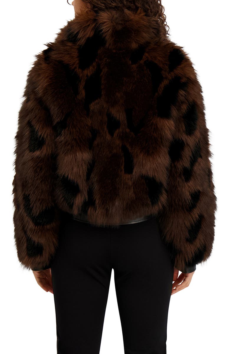 KARL LAGERFELD PARIS Shag Faux Fur Bomber, Alternate, color, Brown Multi