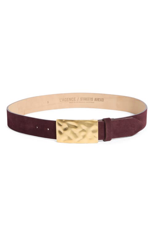 L Agence L'agence Hammered Buckle Suede Belt In Brown