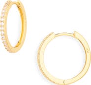 Argento Vivo Sterling Silver Medium Pavé Crystal Hoop Earrings