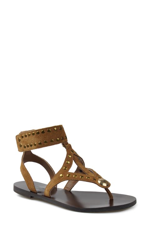 Leessa Studded Leather Thong Sandal