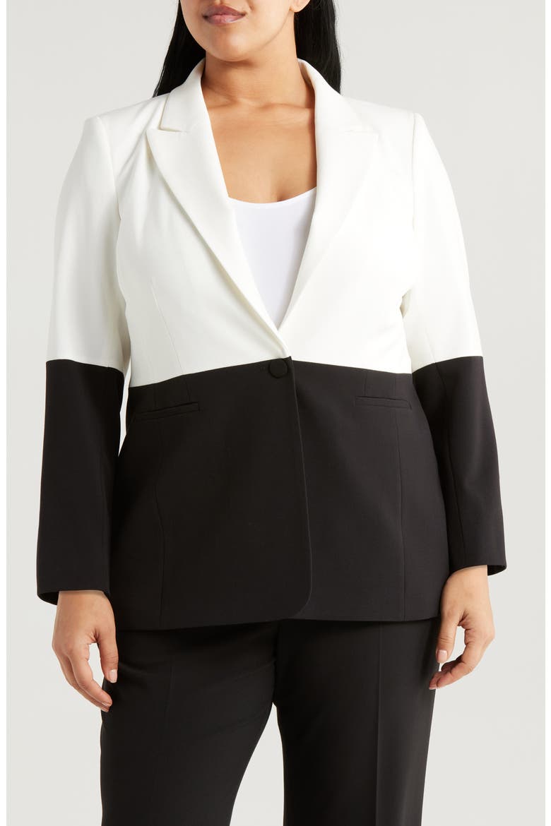Colorblock Blazer, Main, color, WHITE BLACK