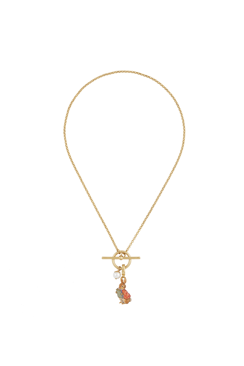 x Peter Rabbit Cotton-tail Book Charm Toggle Necklace, Alternate, color, Gold
