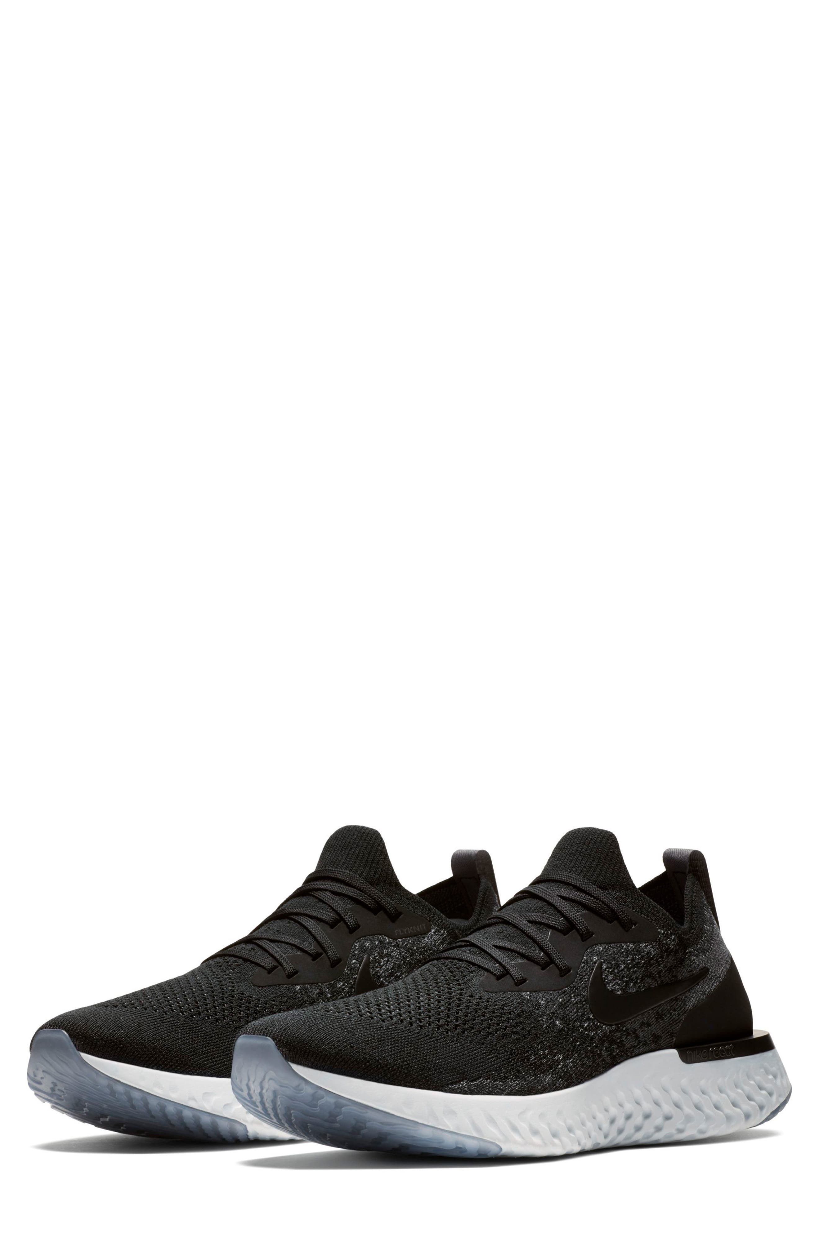 Epic React Flyknit Running Shoe, Main, color, BLACK/ BLACK/ DARK GREY
