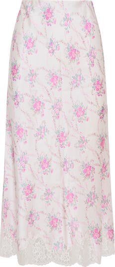 LoveShackFancy Malina Floral Lace Hem Skirt | Nordstrom