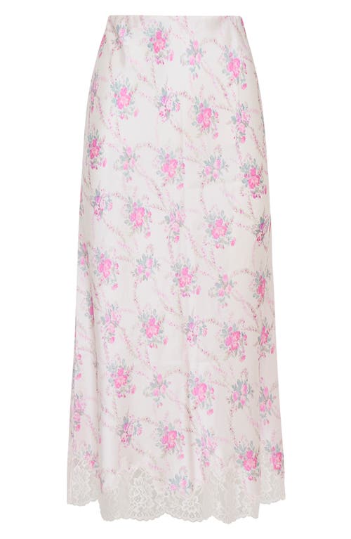 Loveshackfancy Malina Floral Lace Hem Skirt In Rose Picnic