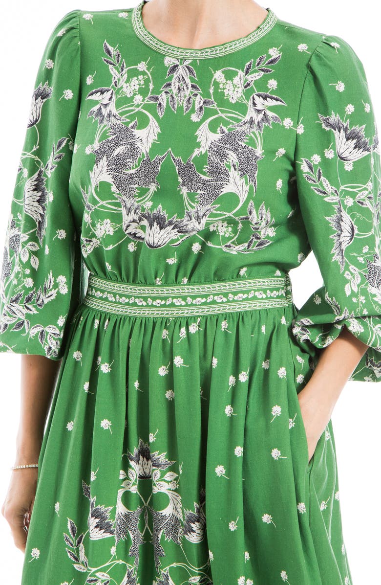 MAX STUDIO Floral Long Sleeve Linen Blend Maxi Dress, Alternate, color, 