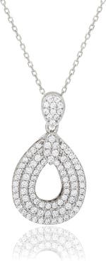 SUZY LEVIAN Sterling Silver Pavé Cubic Zirconia Teardrop Pendant Necklace