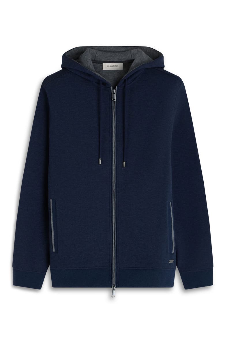 Piqué zip-Up Hoodie, Alternate, color, NAVY