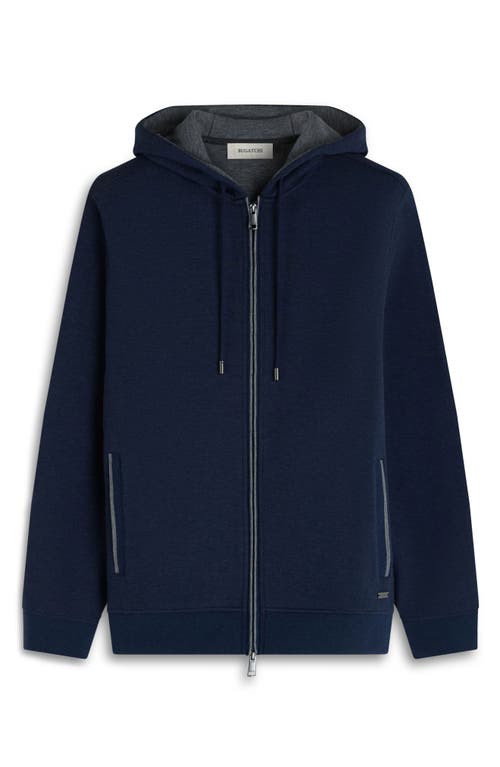 Bugatchi Piqué Zip-up Hoodie In Blue