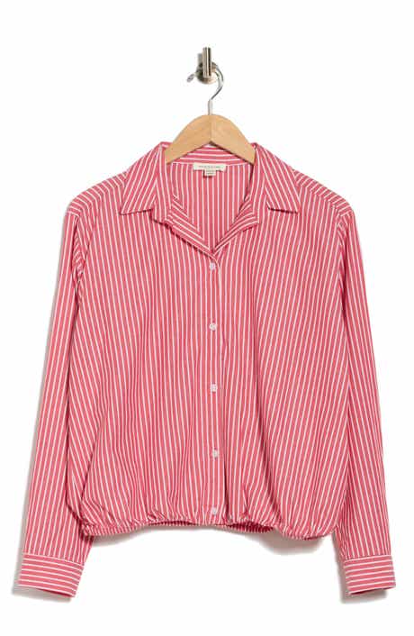Marin Stripe Cotton Crop Bubble Hem Shirt