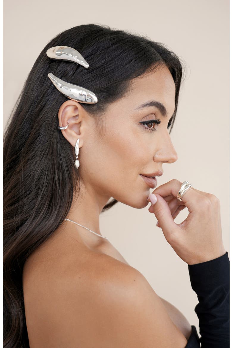 Sophisticated Metal 2-Pack Barrettes, Alternate, color, SILVER