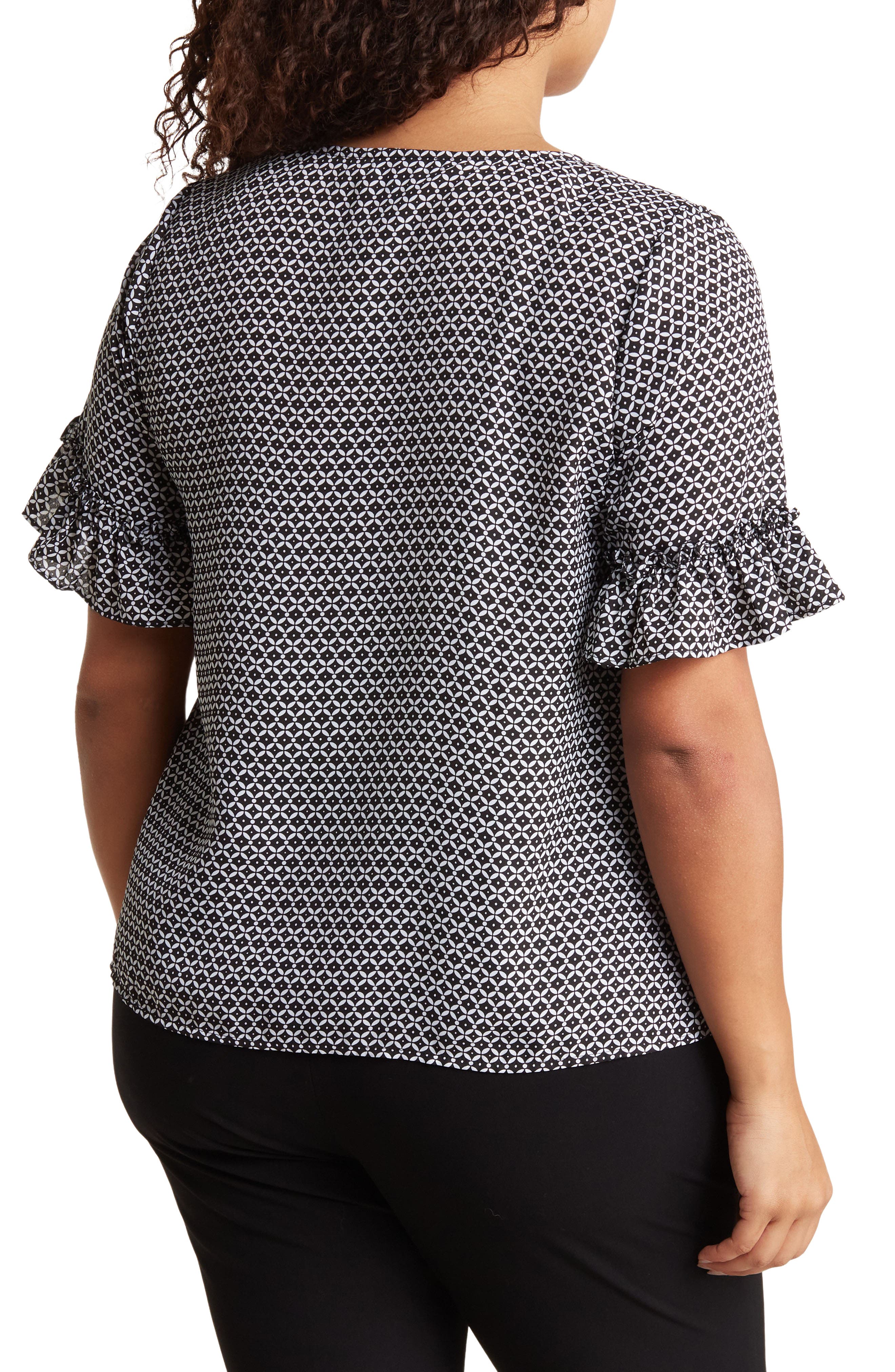 Double Flutter Sleeve Button Front Blouse - image 2