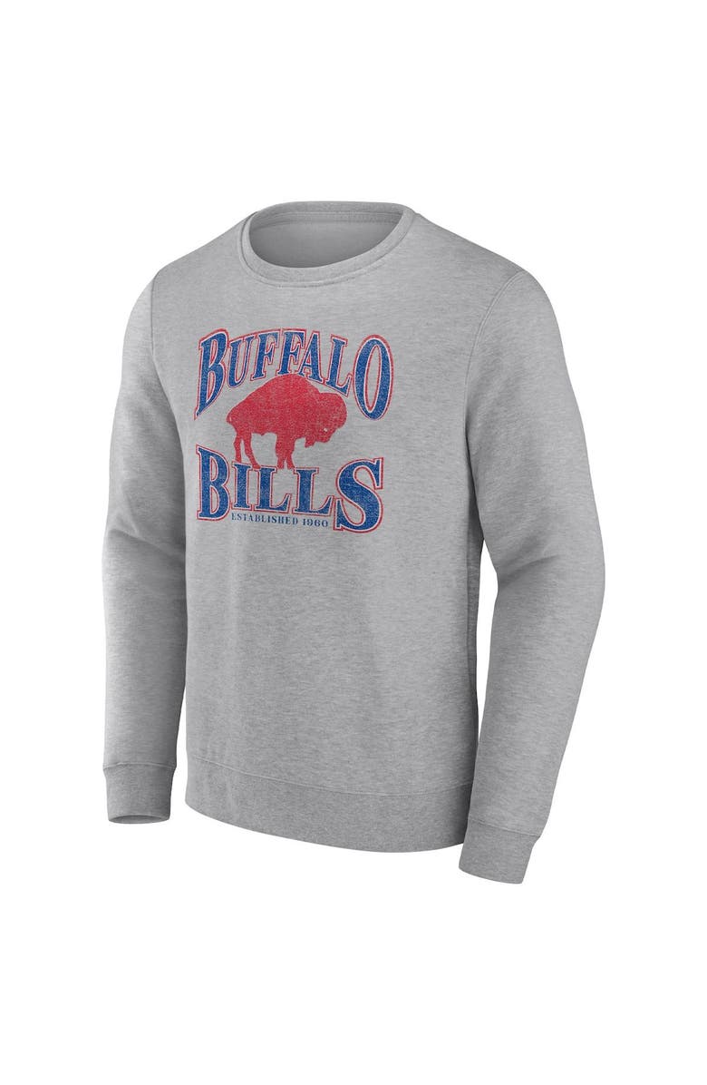 FANATICS Men's Fanatics Branded Heathered Charcoal Buffalo Bills Playability Pullover Sweatshirt, Alternate, color, 