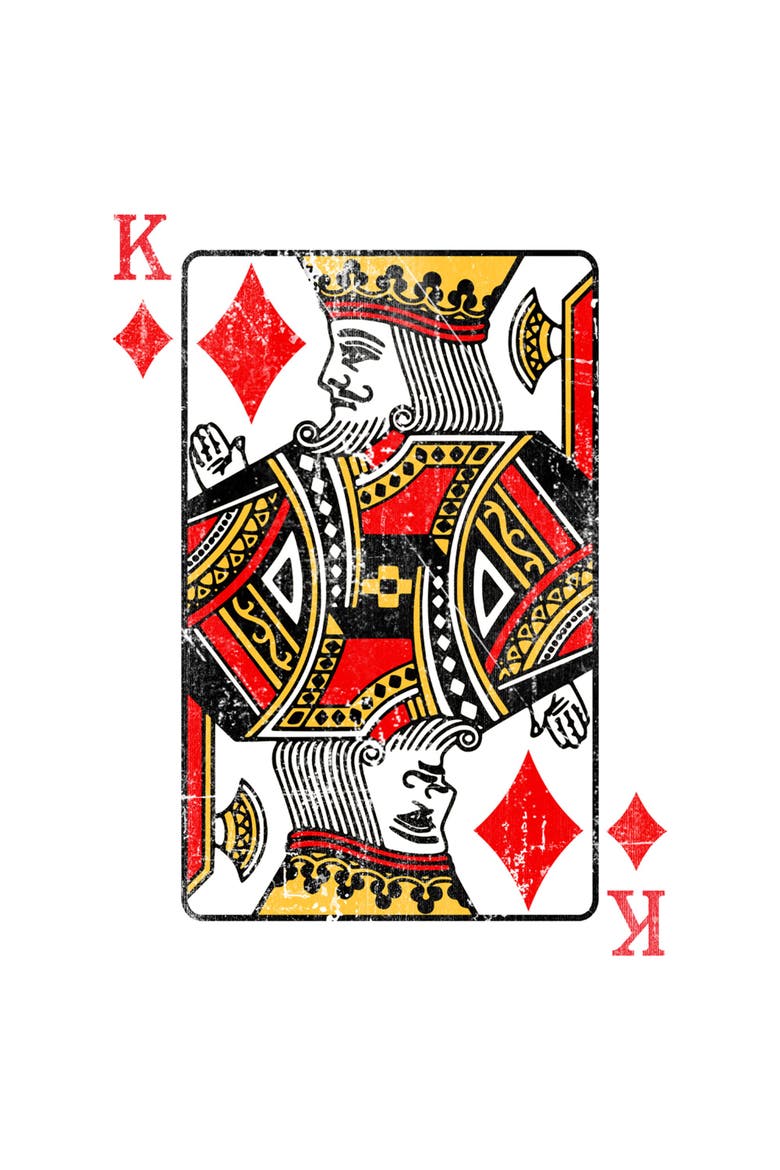 Men's Lost Gods King of Diamonds Playing Card  Graphic T-Shirt, Alternate, color, White