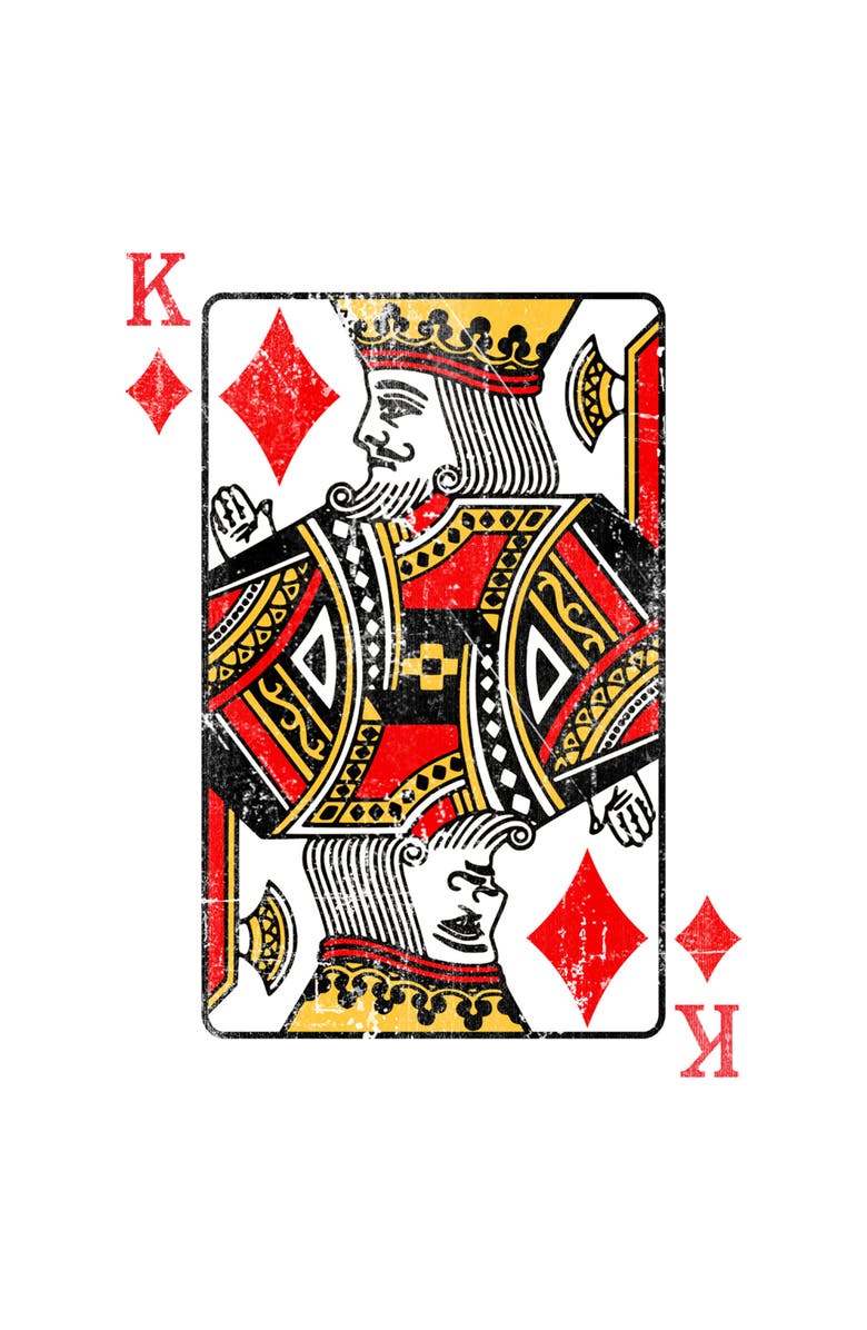 Lost Gods Men's Lost Gods King of Diamonds Playing Card Graphic T-Shirt, Alternate, color, White