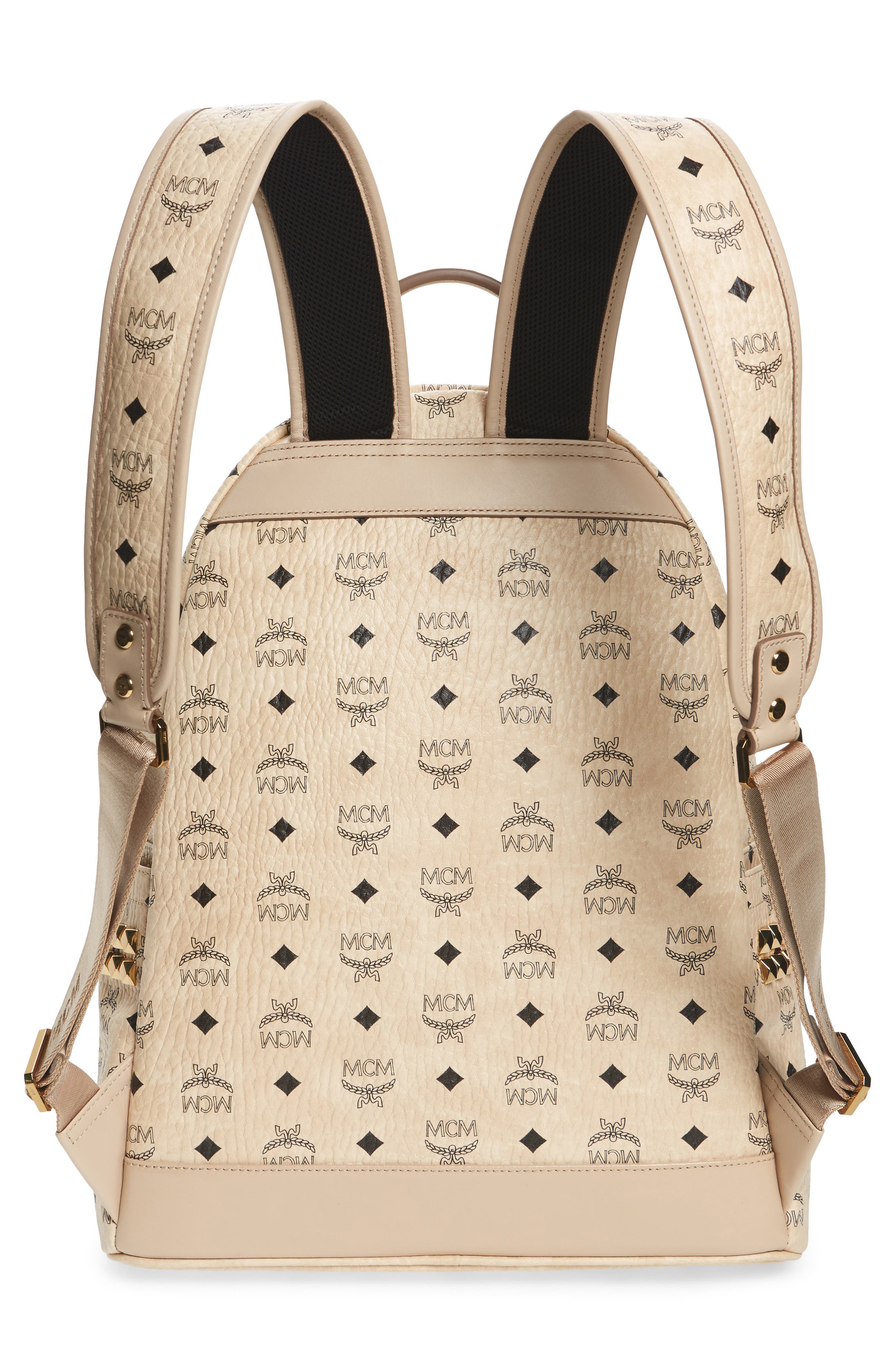 MCM Medium Stark Visetos Studded Backpack, Alternate, color, 