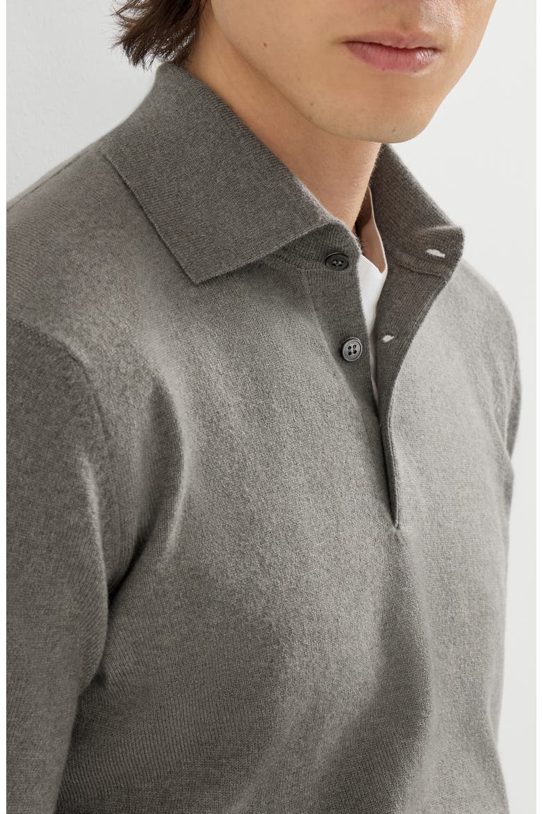Cashmere knit polo shirt, Alternate, color, Military
