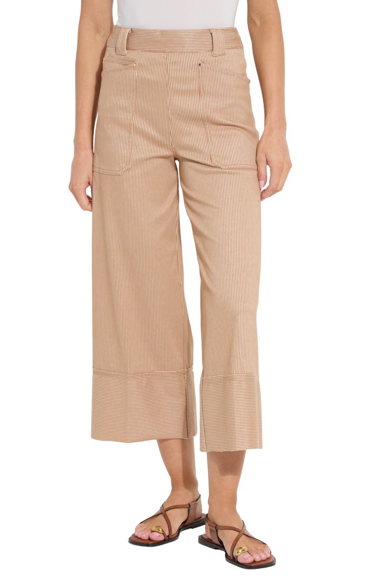 Analia Pinstriped Wide Leg Crop Jeans, Main, color, CINNAMON SHEEN LINE