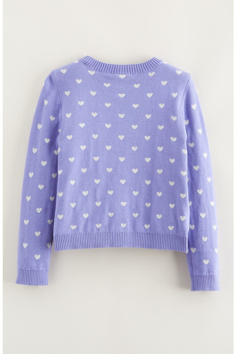 Kids' Heart Jacquard Cotton Cardigan, Alternate, color, PURPLE- GREY SWEET HEARTS