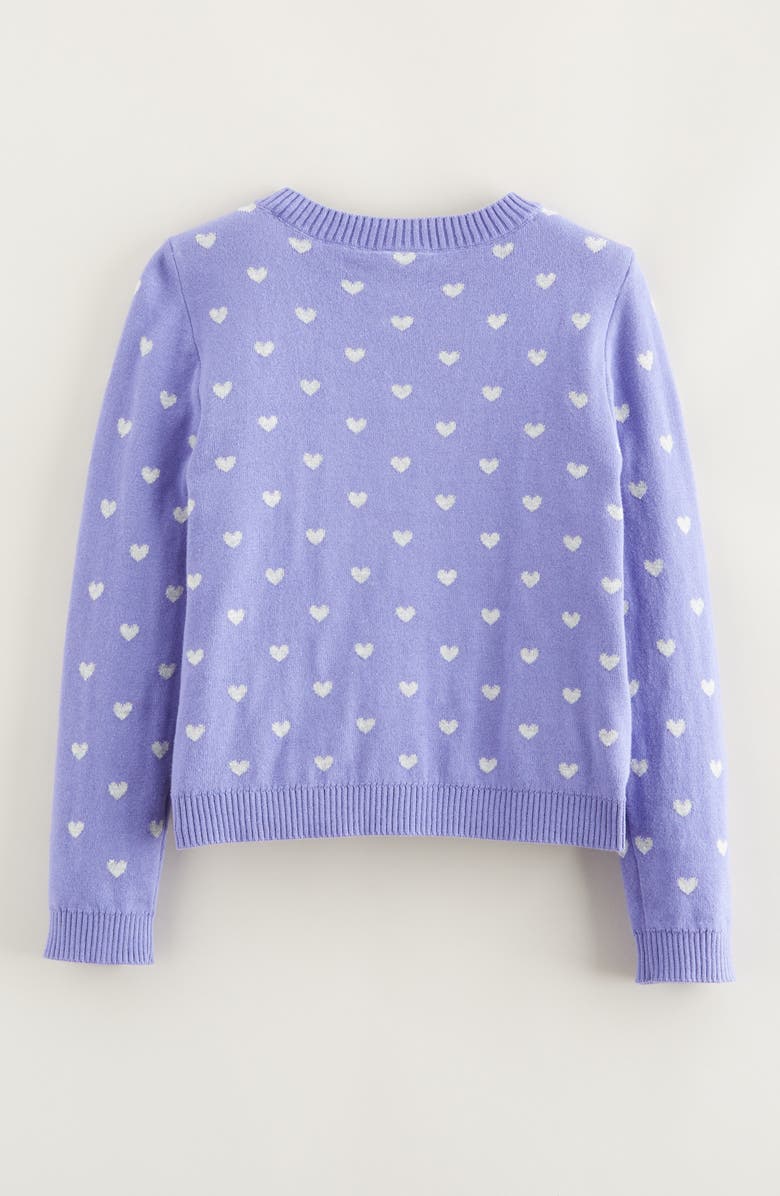 Nordstrom Kids' Heart Jacquard Cotton Cardigan, Alternate, color, Purple- Grey Sweet Hearts