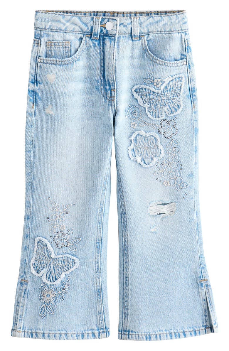 NEXT Diamante Flare Jeans, Main, color, Blue