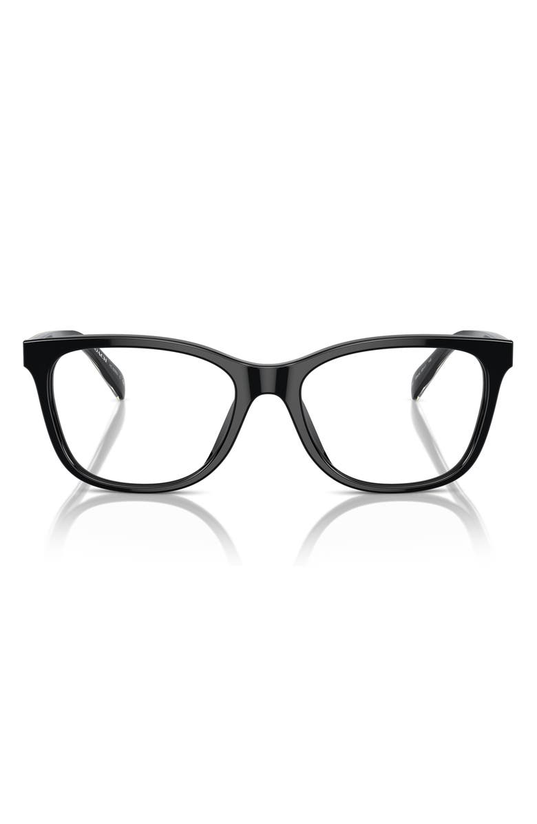 COACH 53mm Square Optical Glasses, Main, color, Black / Demo Lens