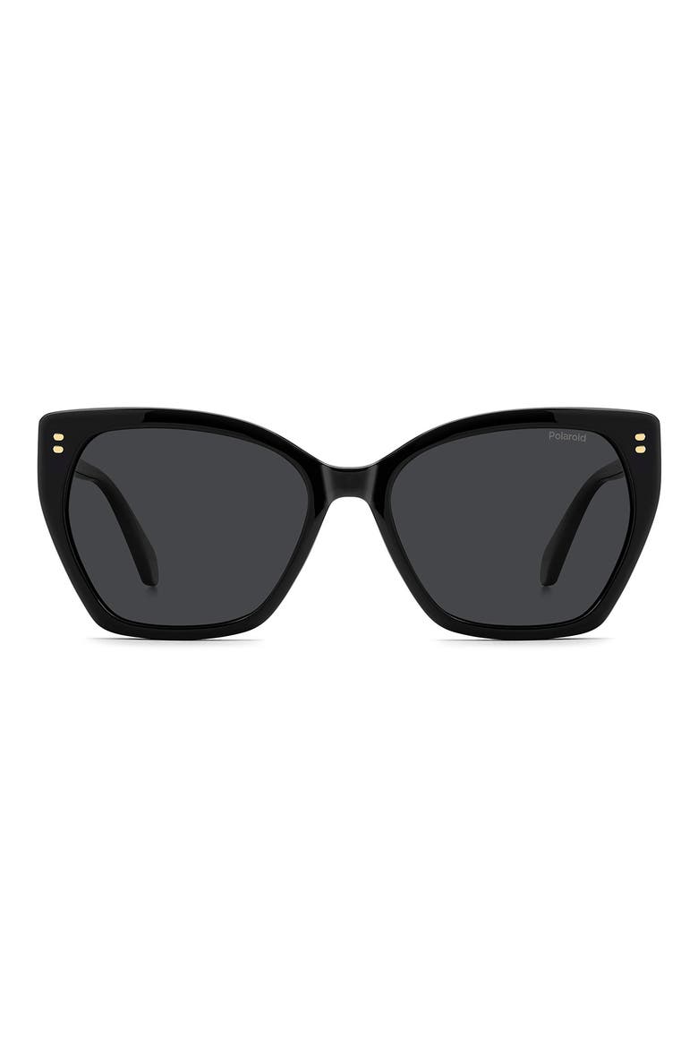 56mm Polarized Butterfly Sunglasses, Main, color, BLACK/ GREY