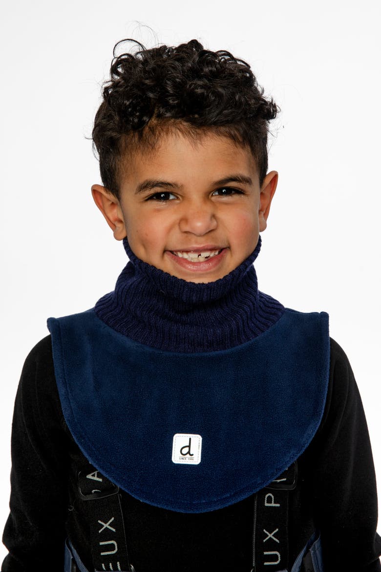 Knit & Polar Fleece Bib Turtle Neckwarmer, Alternate, color, Navy Blue
