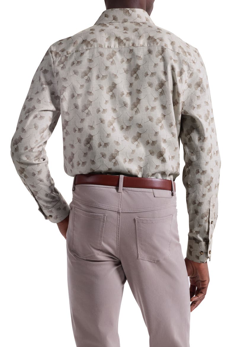 Axel Shaped Fit Floral Button-Up Shirt, Alternate, color, SAND