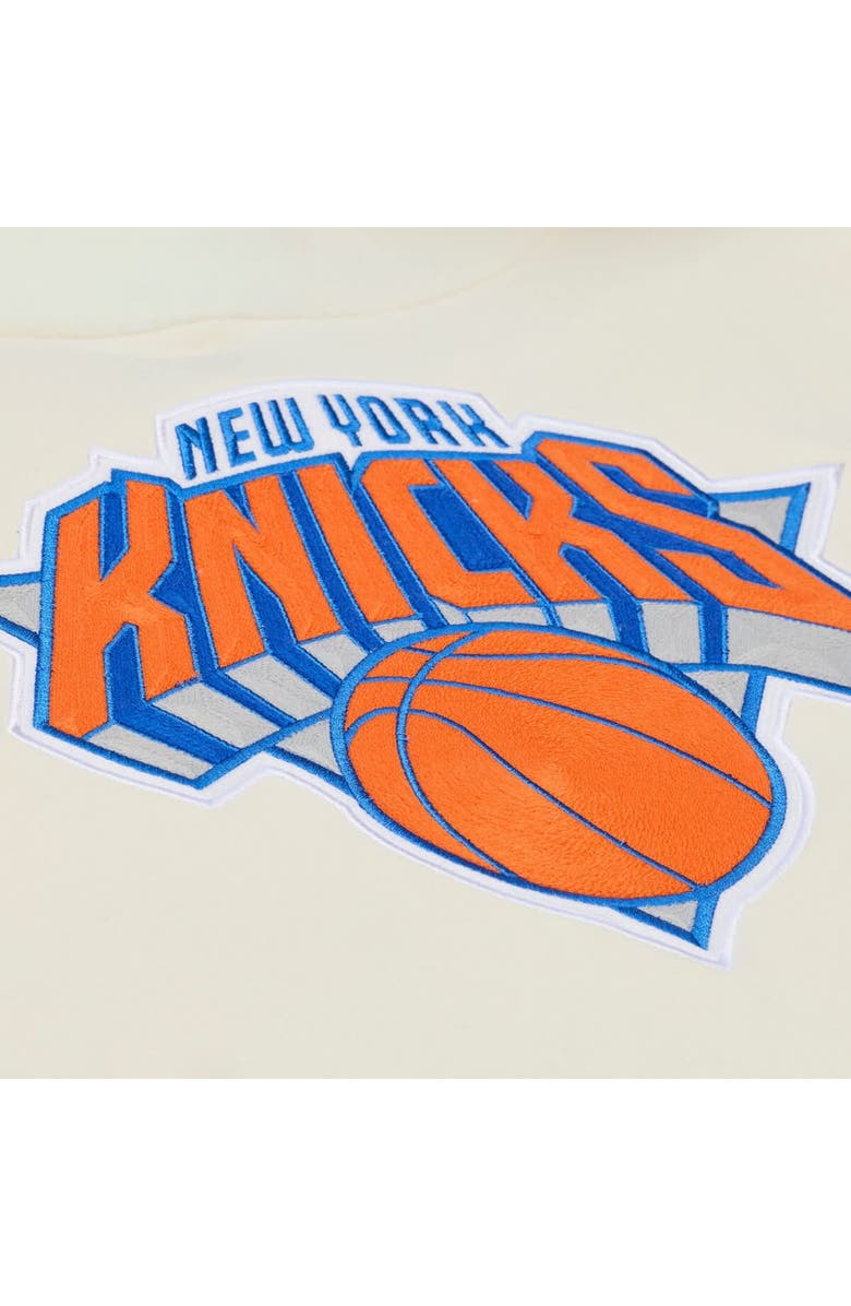 Mitchell & Ness Men's Mitchell & Ness Cream New York Knicks Hardwood Classics Chainstitch Premium Fleece Hoodie, Alternate, color, Cream