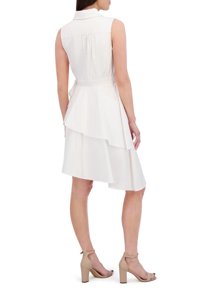 Sleeveless Asymmetric Hem Shirtdress, Alternate, color, WHITE