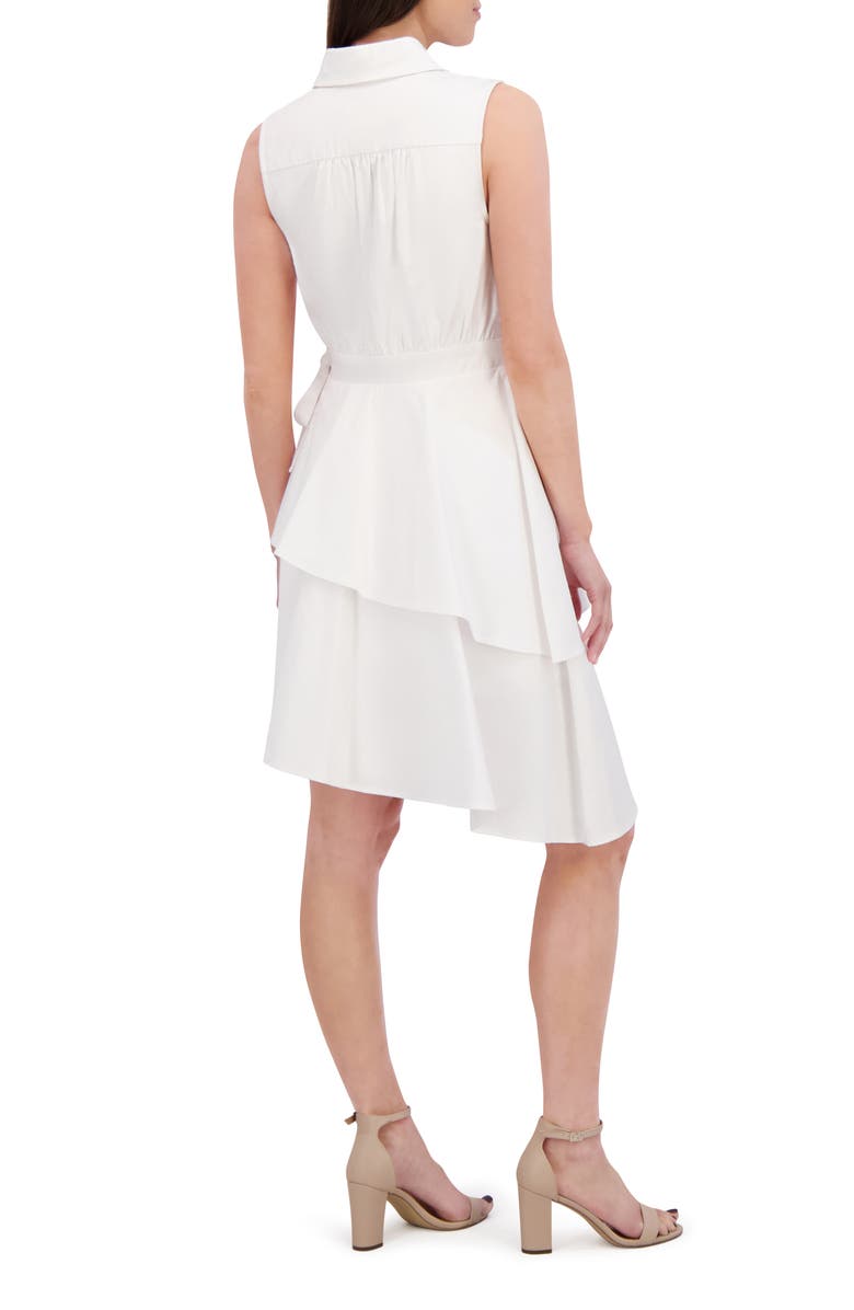 Kensie Sleeveless Asymmetric Hem Shirtdress, Alternate, color, White