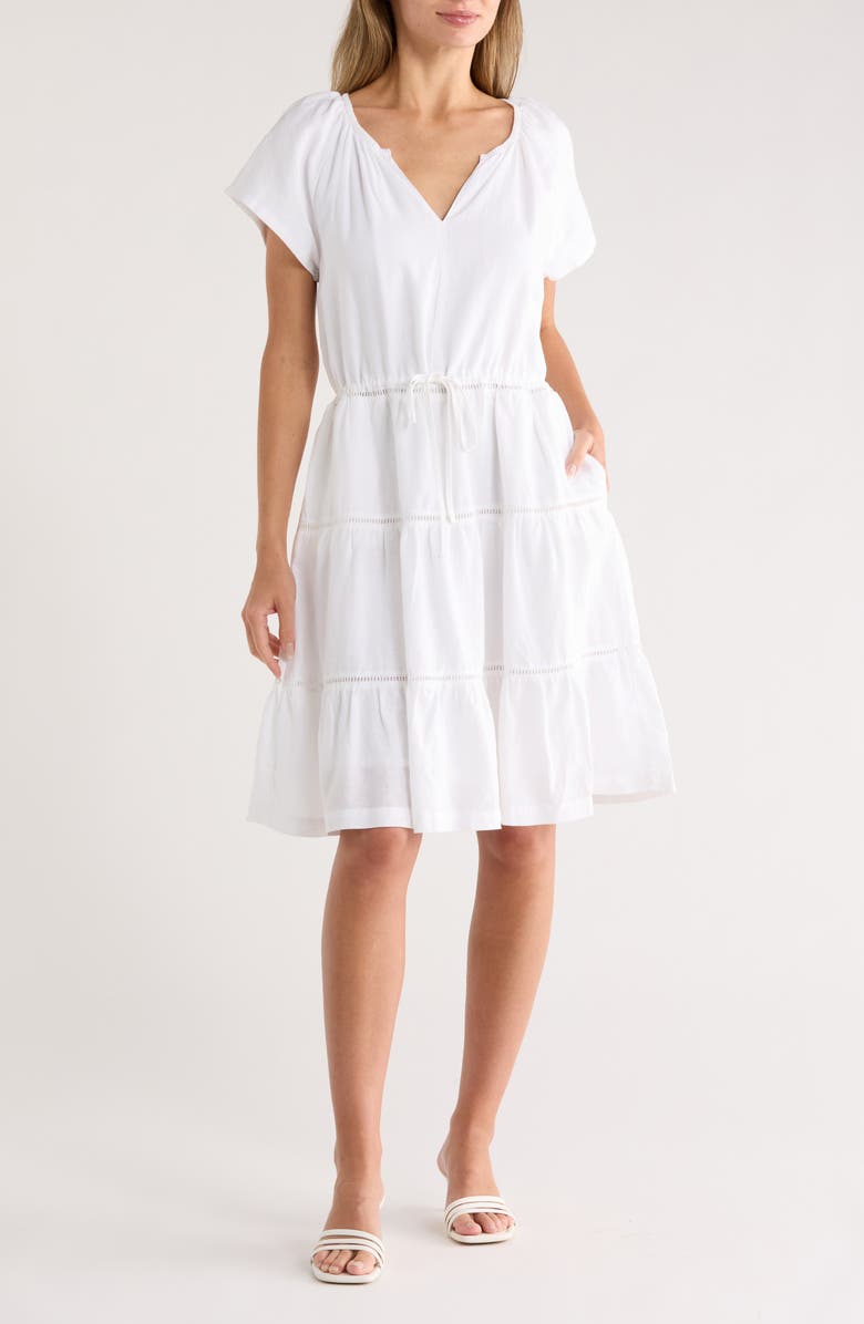 Splendid Jolene Flutter Sleeve Dress, Main, color, White