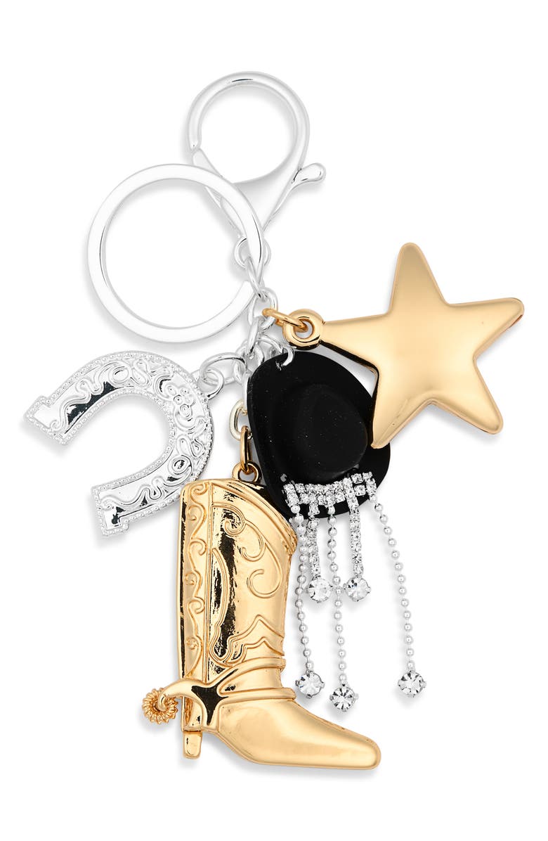 Leith Western Bag Charm, Main, color, Black Multi- Silver- Gold