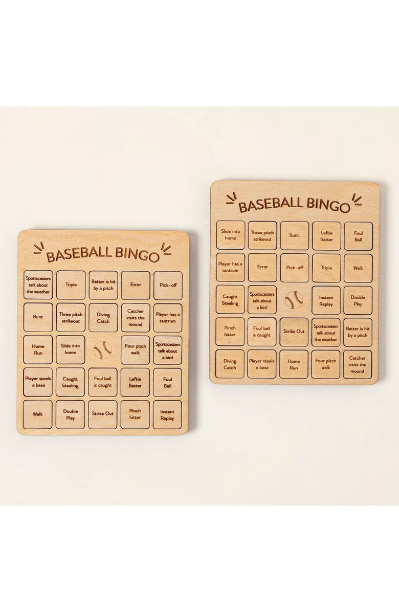 Uncommon Goods Baseball Bingo Set of 2 by Woodtech, Alternate, color, Beige