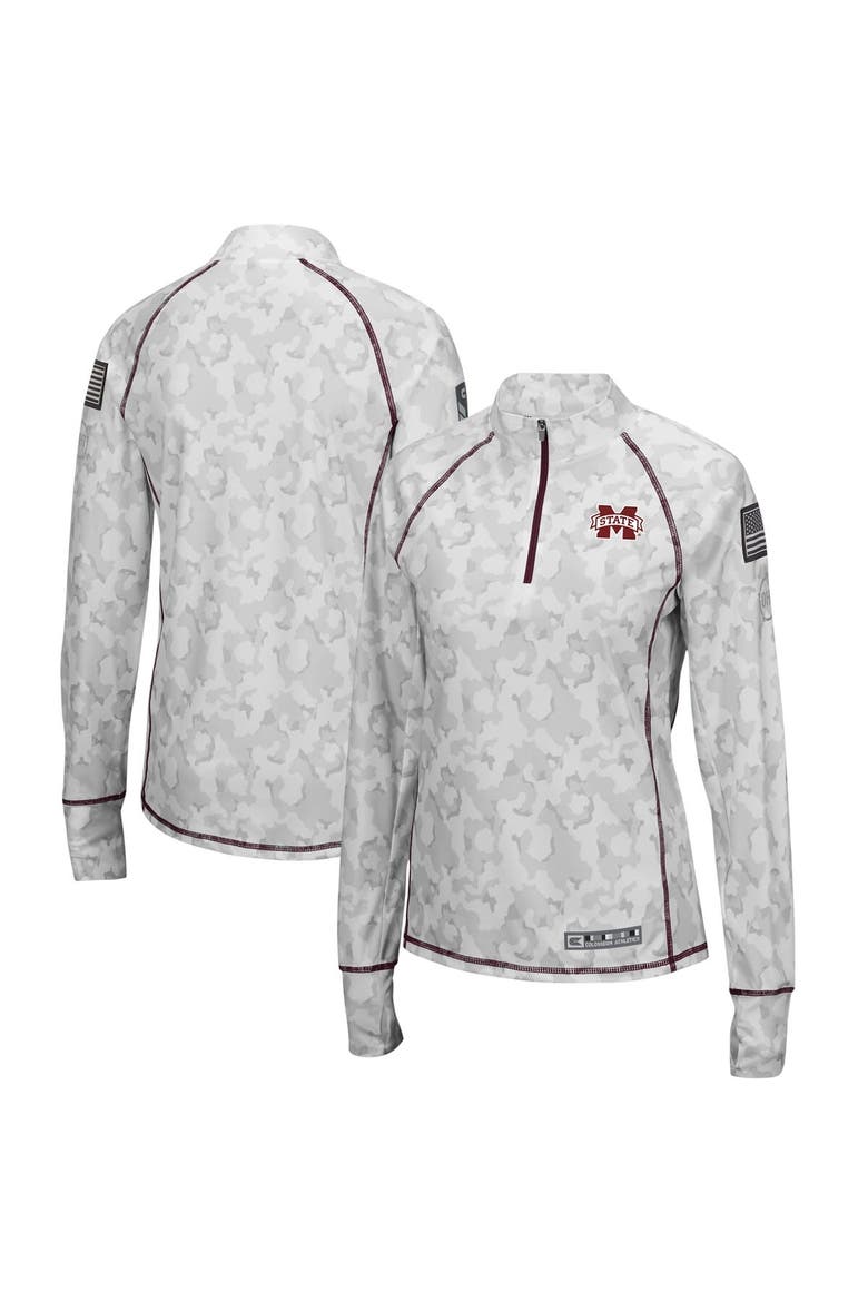Women's Colosseum Camo Mississippi State Bulldogs OHT Military Appreciation Officer Arctic Lightweight Quarter-Zip Top, Main, color, Camo