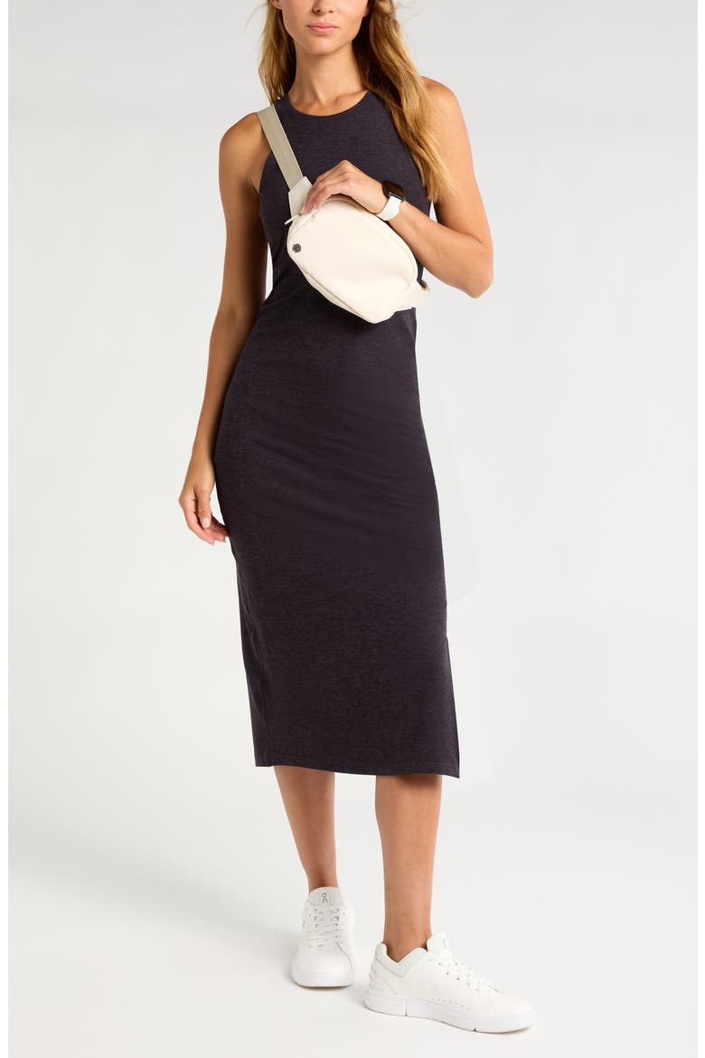 Renew Mélange Midi Tank Dress, Alternate, color, BLACK MELANGE