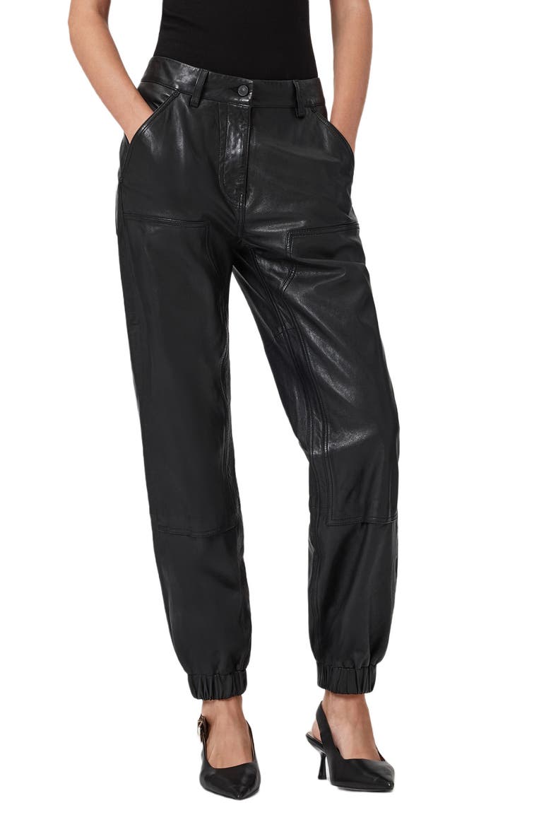 El Carpenter Leather Joggers, Alternate, color, BLACK