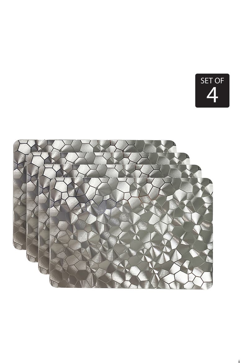 Mirror Print Set of 4 Placemats, Alternate, color, SILVER