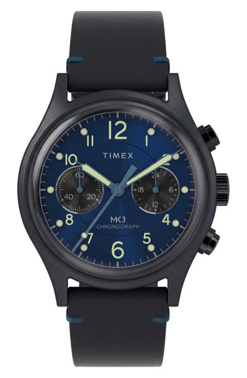 MK1 Chronograph Leather Strap Watch, 40mm