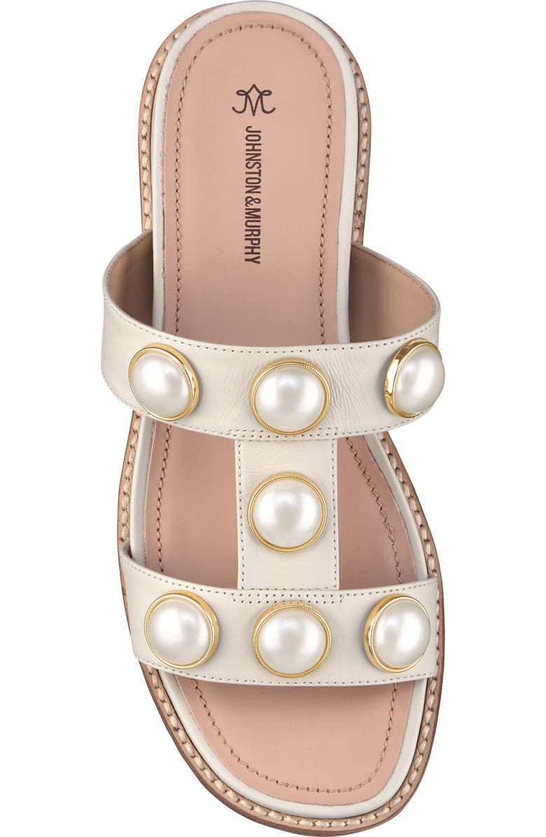 Johnston & Murphy Chandler Embellished Wedge Slide Sandal, Alternate, color, Bone Glove Leather