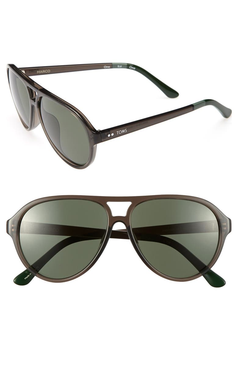 TOMS 'Marco' 58mm Sunglasses, Main, color, 