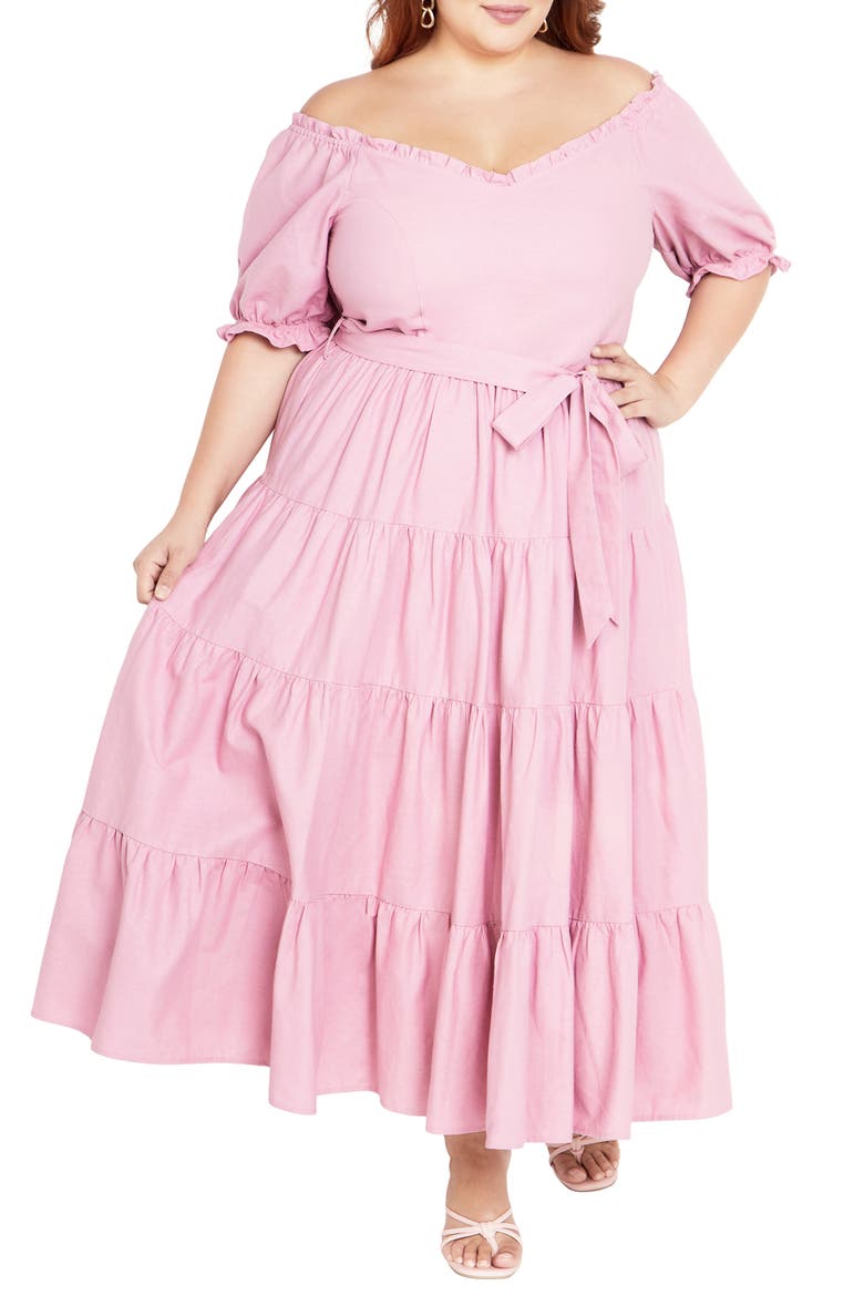 Puff Sleeve Tie Belt Midi Dress video