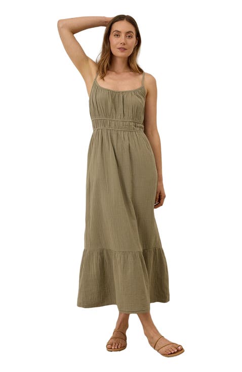 Organic Cotton Coastal Double Gauze Cami Maxi Dress