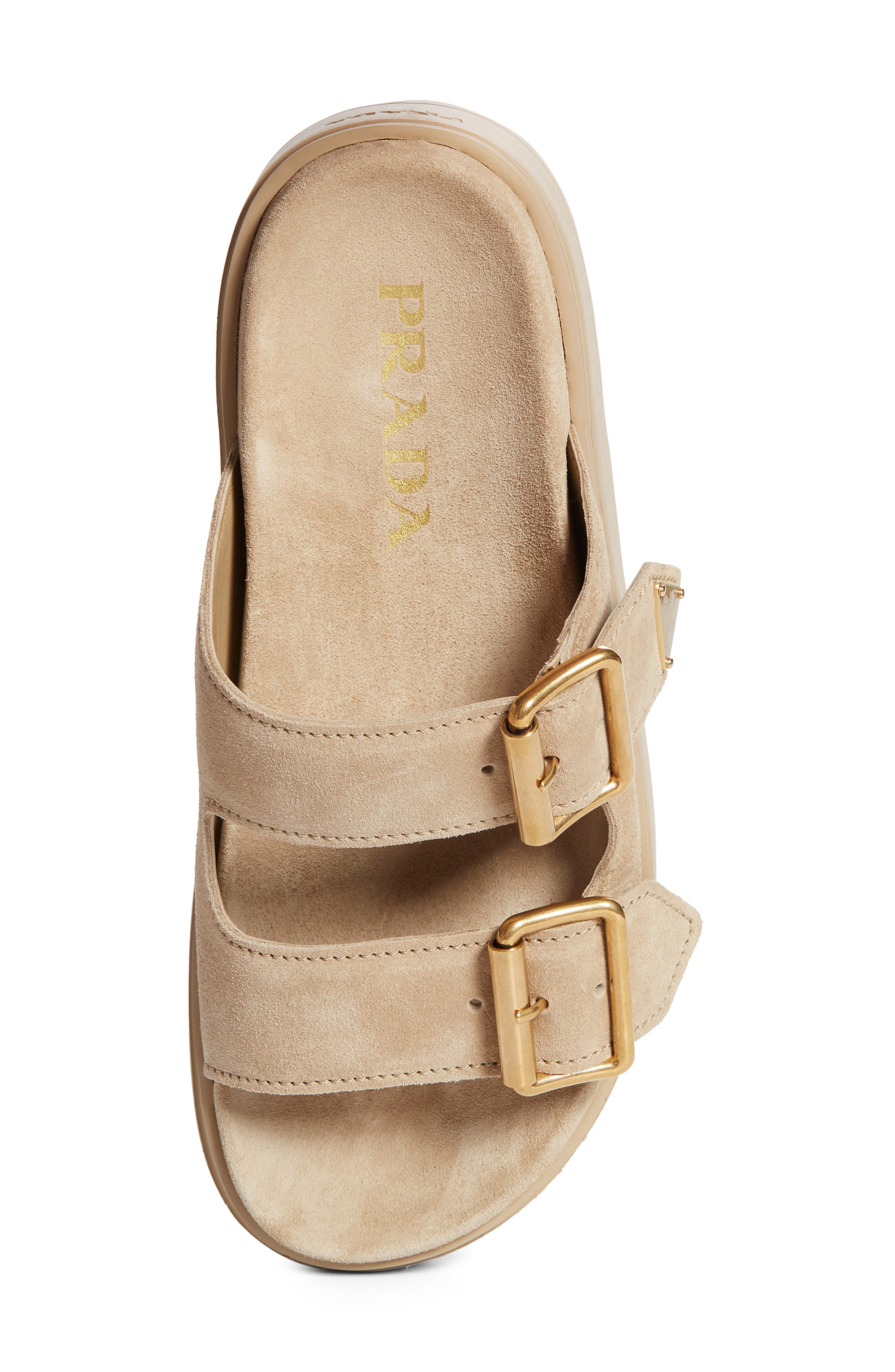 Prada Fussbett Flatform Slide Sandal, Alternate, color, Ecru