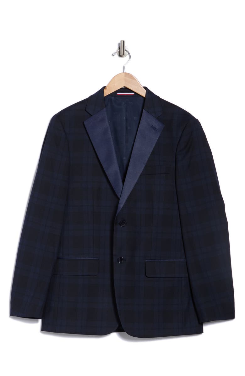 Tommy Hilfiger Plaid Two-Button Sport Coatoat, Alternate, color, Navy