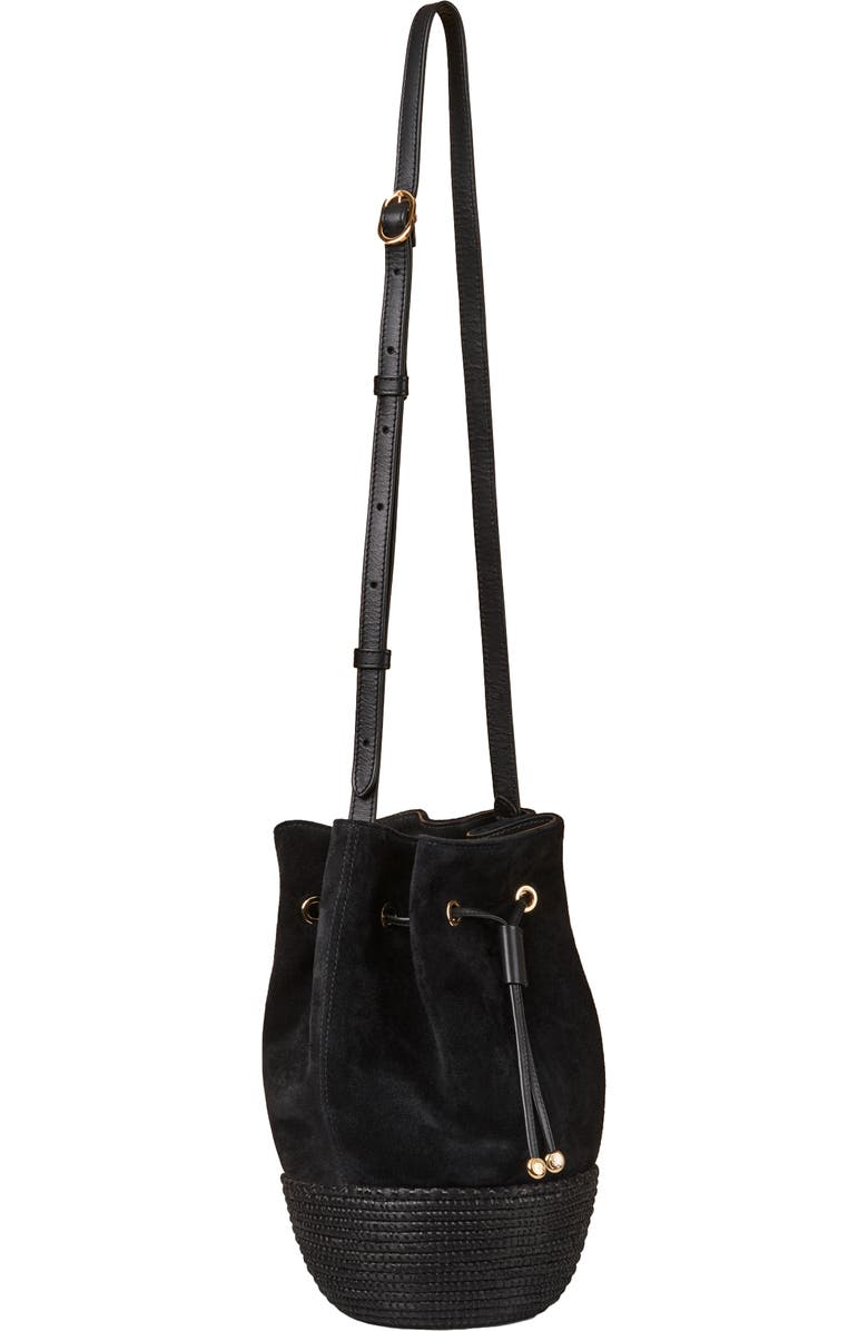Cesta Collective Suede and Sisal Drawstring Bucket Bag, Alternate, color,